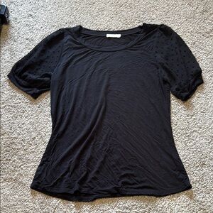 Black Fitted Puff Sleeve Short Sleeve Tee